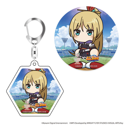 HEAVEN BURNS RED × 実況パワフルプロ野球 神崎アーデルハイド（パワプロ仕様） アクリルキーホルダー＋缶バッジセット
